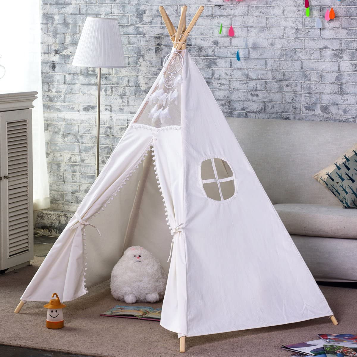 5 Poles Giant Kids Teepee Tent (Natural Canvas) - Little Kids Business