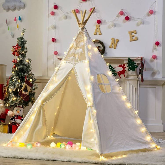 5 Poles Giant Kids Teepee Tent (Natural Canvas) - Little Kids Business