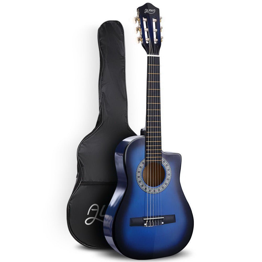 Alpha 34" Inch Guitar Classical Acoustic Cutaway Wooden Ideal Kids Gift Children 1/2 Size Blue - Little Kids Business