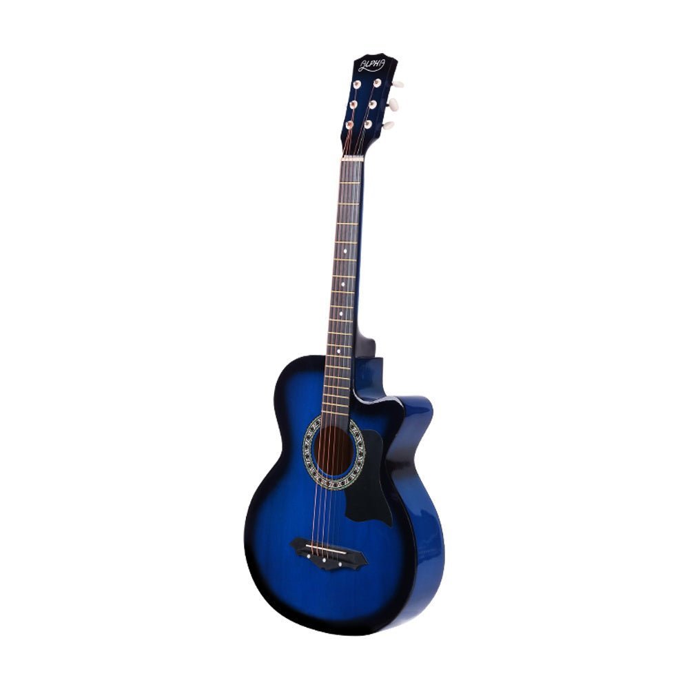 ALPHA 38 Inch Wooden Acoustic Guitar with Accessories set Blue - Little Kids Business
