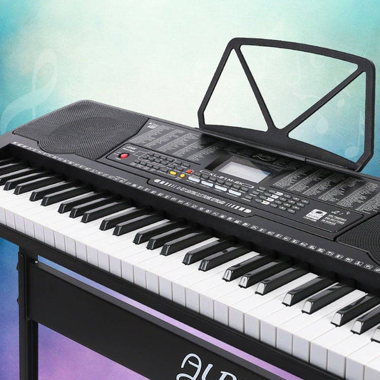 Alpha 61 Key Lighted Electronic Piano Keyboard LCD Electric w/ Holder Music Stand - Little Kids Business