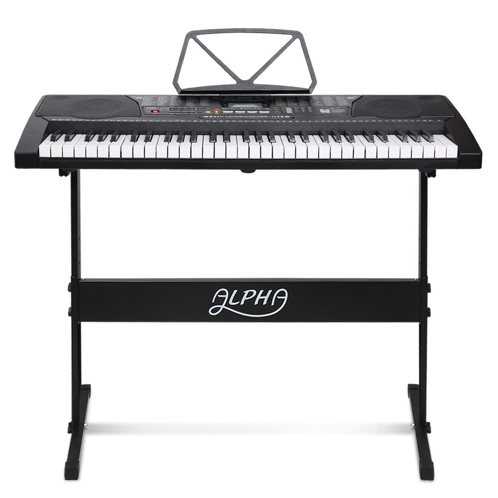 Alpha 61 Key Lighted Electronic Piano Keyboard LCD Electric w/ Holder Music Stand - Little Kids Business
