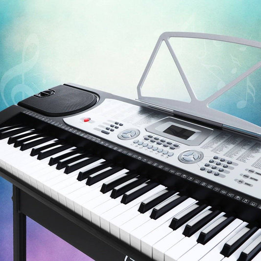 Alpha 61 Keys Electronic Piano Keyboard LED Electric Silver with Music Stand for Beginner - Little Kids Business