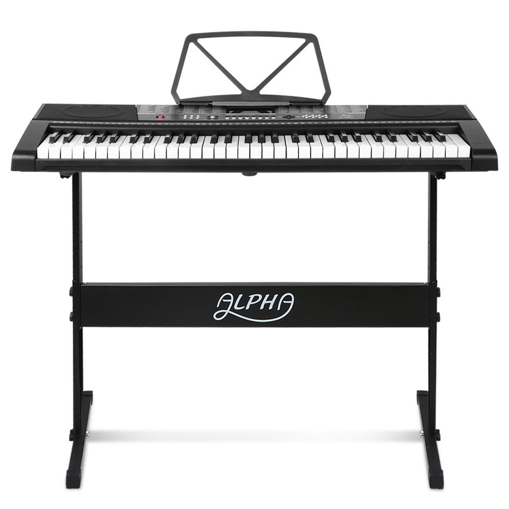 Alpha 61 Keys Electronic Piano Keyboard LED Electric w/Holder Music Stand USB Port - Little Kids Business