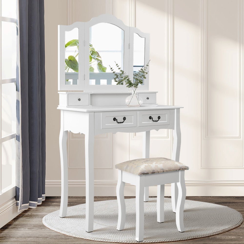 Artiss Dressing Table with Mirror - White - Little Kids Business