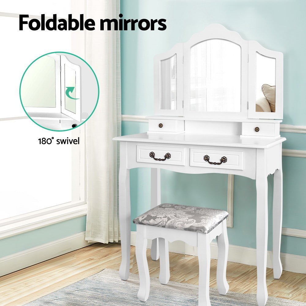 Artiss Dressing Table with Mirror - White - Little Kids Business