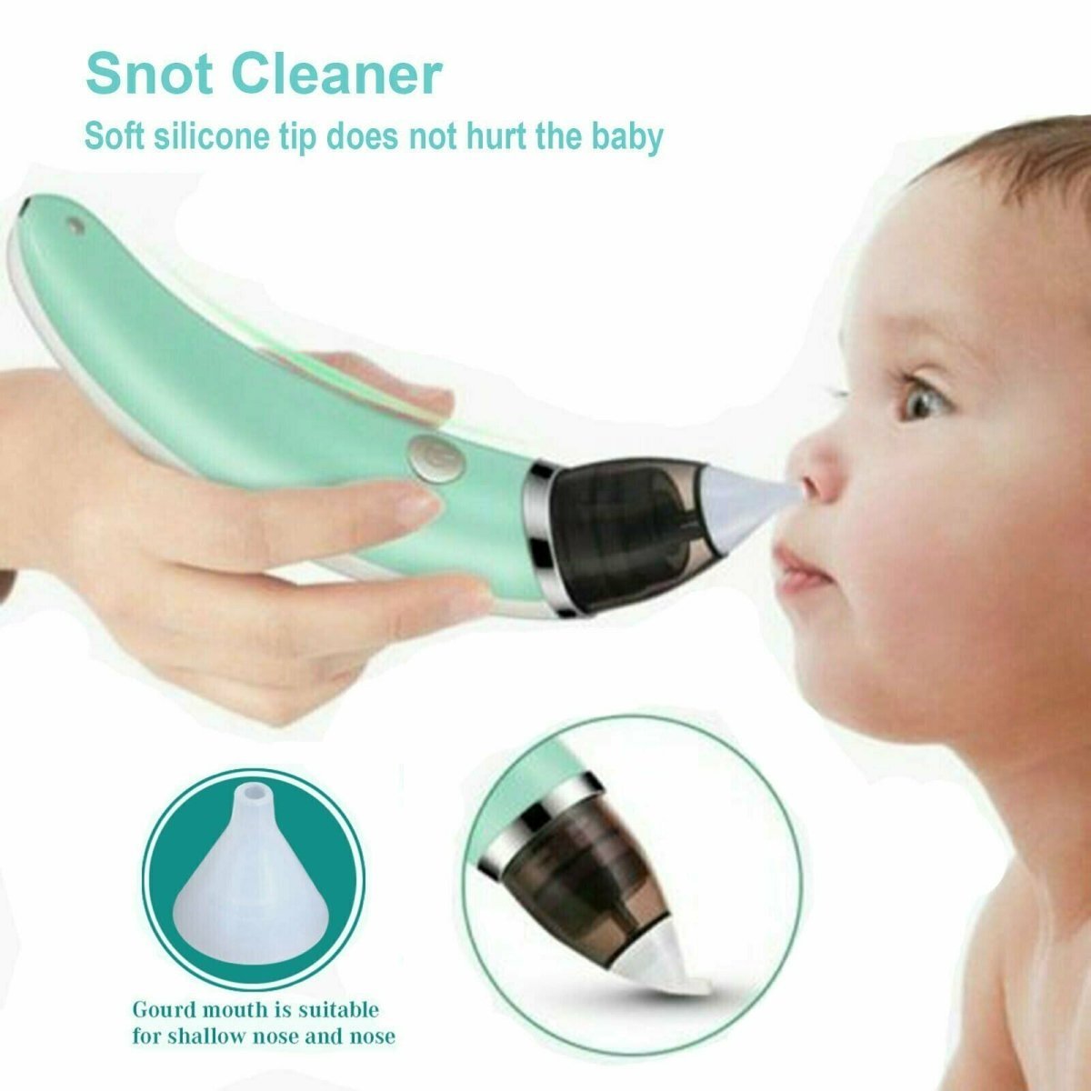 Baby Nasal Aspirator Electric Safe Hygienic Nose Cleaner Snot Sucker For baby (Green) - Little Kids Business