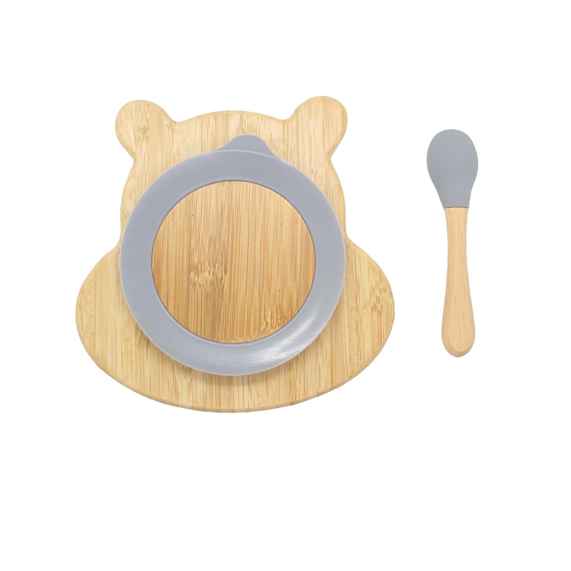 Bamboo Hippo Kids Plate with Suction Cap Base & Spoon - Little Kids Business