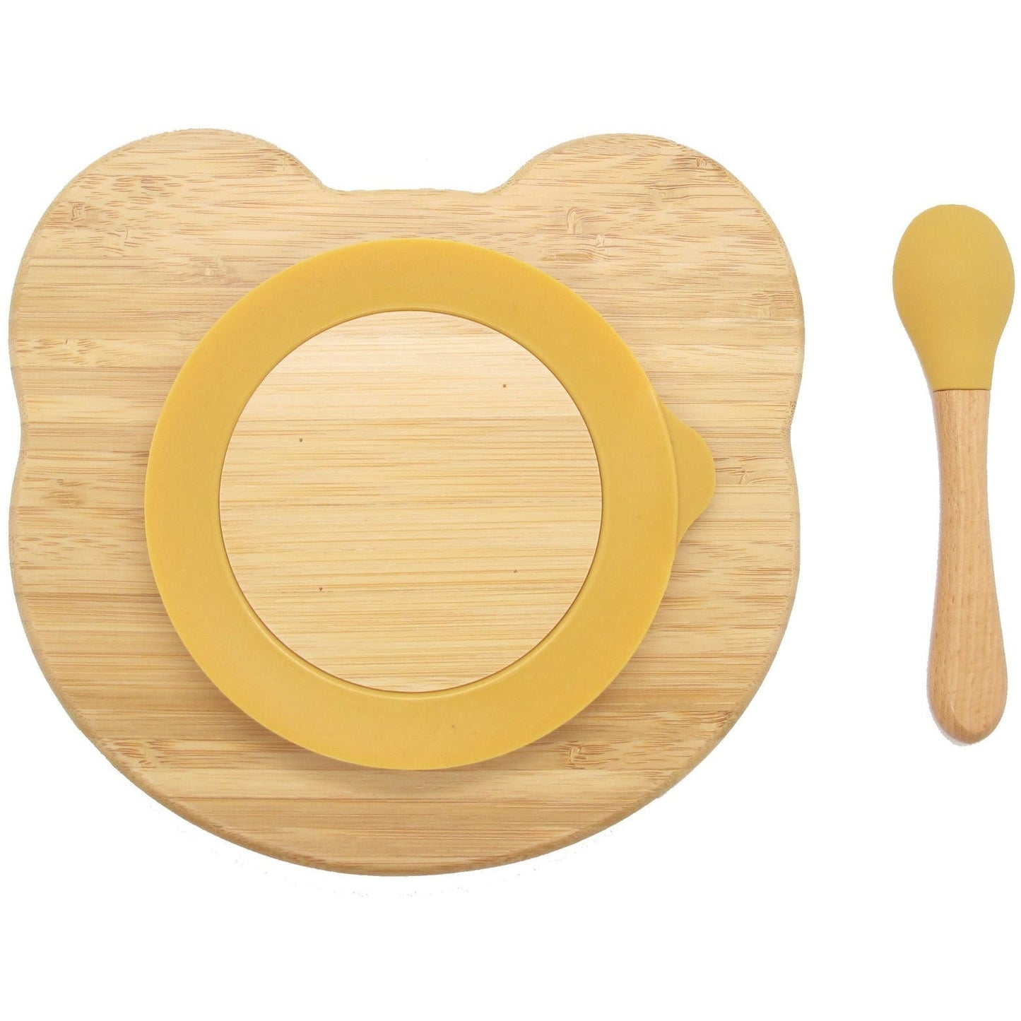 Bamboo Kids Teddy Plate with Suction Cap Base & Spoon - Little Kids Business