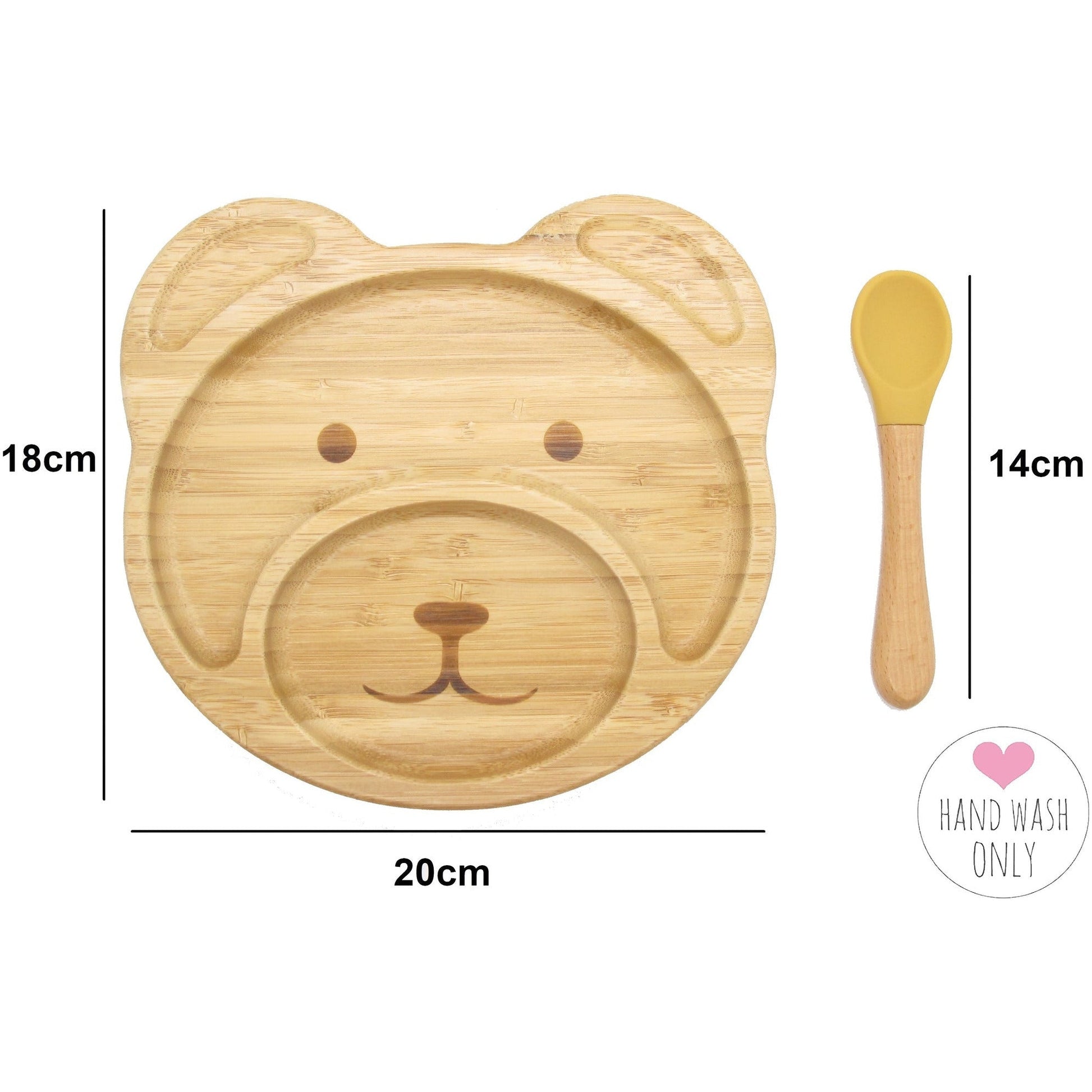 Bamboo Kids Teddy Plate with Suction Cap Base & Spoon - Little Kids Business