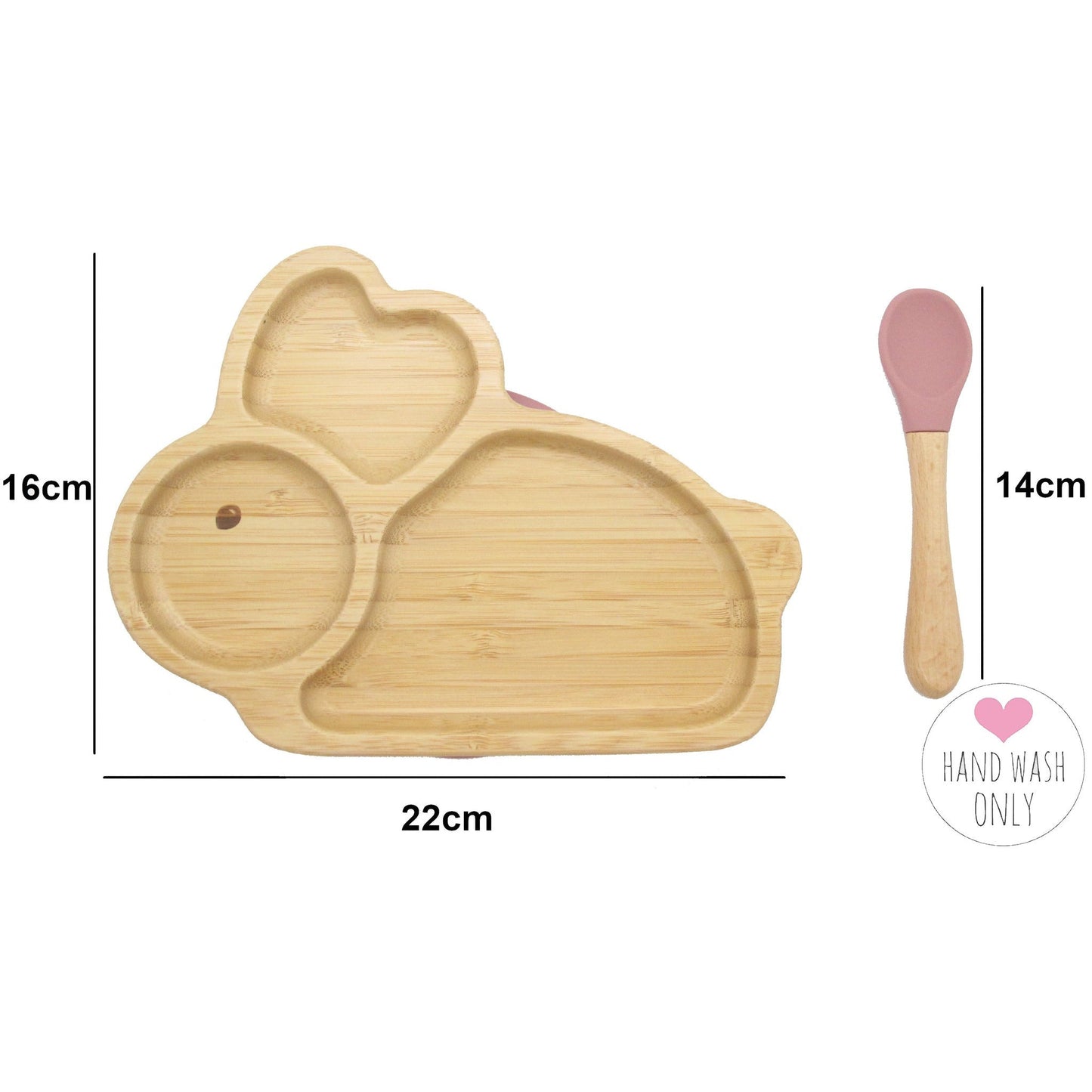 Bamboo Rabbit Kids Plate with Suction Cap Base & Spoon - Little Kids Business