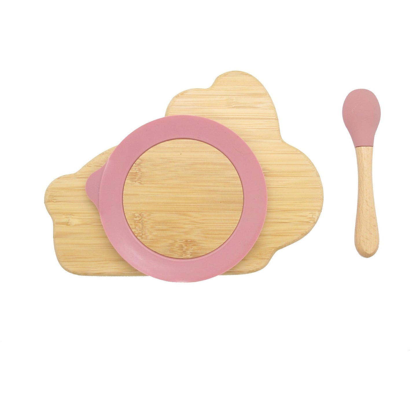 Bamboo Rabbit Kids Plate with Suction Cap Base & Spoon - Little Kids Business