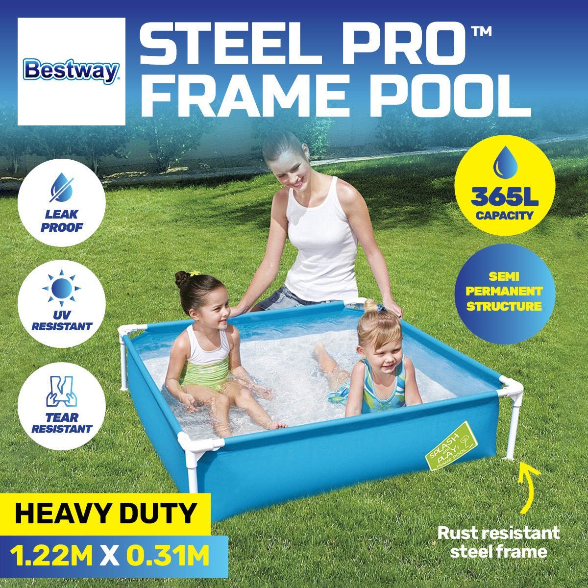 Bestway Steel Pro My First Frame Pool Kids Blue 1.22m x 30.5cm - Little Kids Business