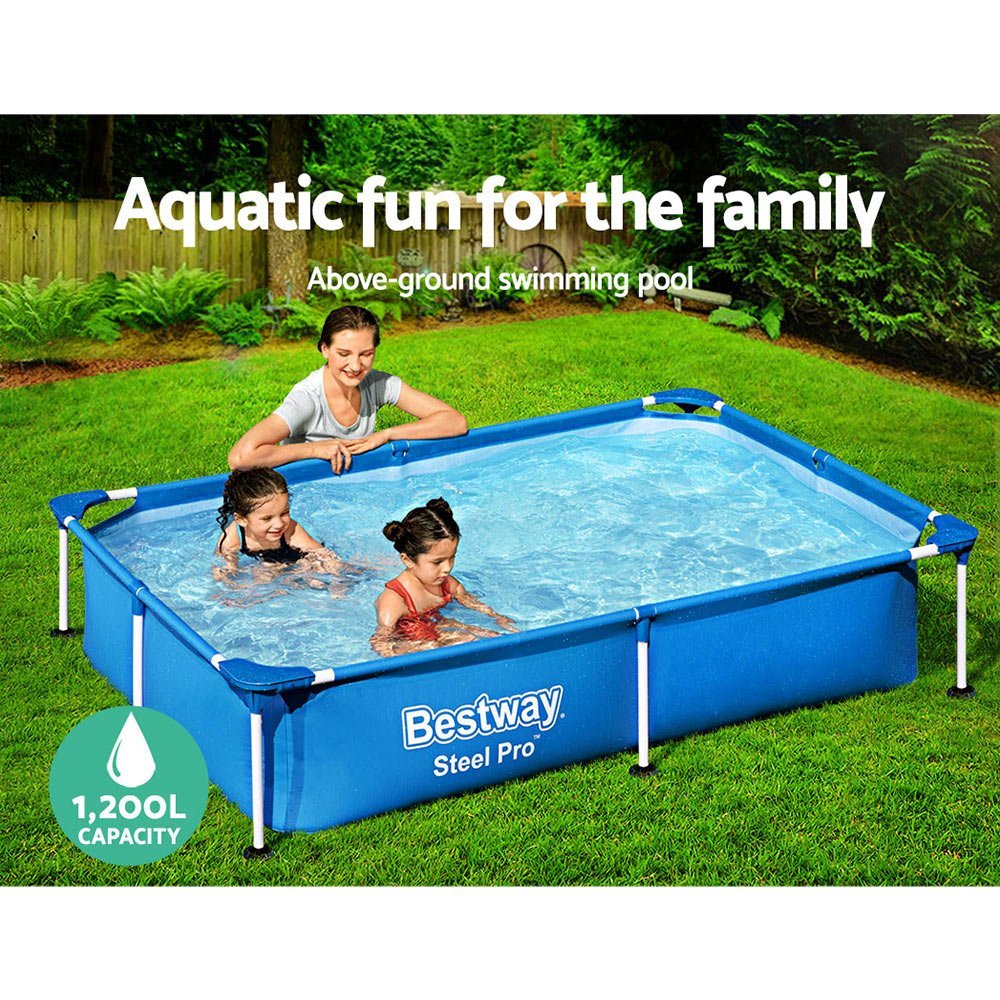 Bestway Swimming Pool Above Ground Frame Pools Outdoor Steel Pro 2.2 X 1.5M - Little Kids Business