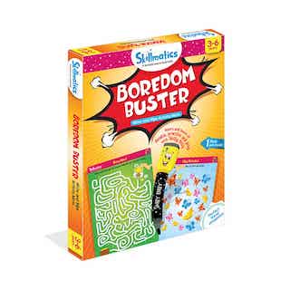 Boredom Buster - Free Skilly Billy Pen - 12 Repeatable Write & Wipe Educational Activity Games For Kids - Little Kids Business