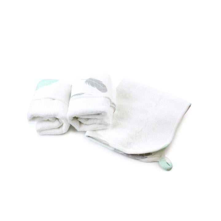 Bubba Blue Feathers Organic Cotton Wash Cloth 3 Pack - Little Kids Business