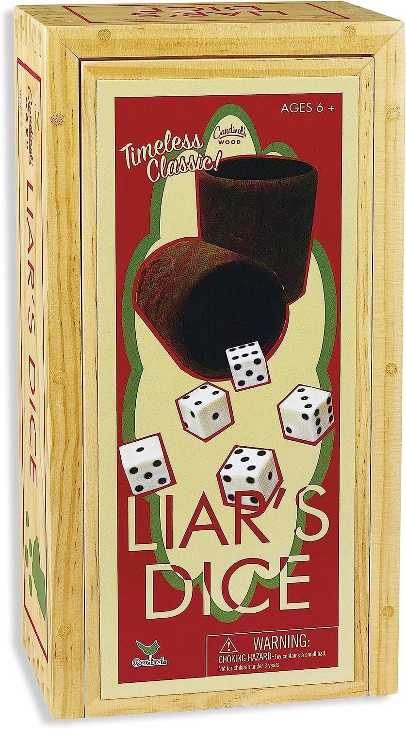 Cardinal Games Liars Dice in Wood Box Retro Game - Little Kids Business