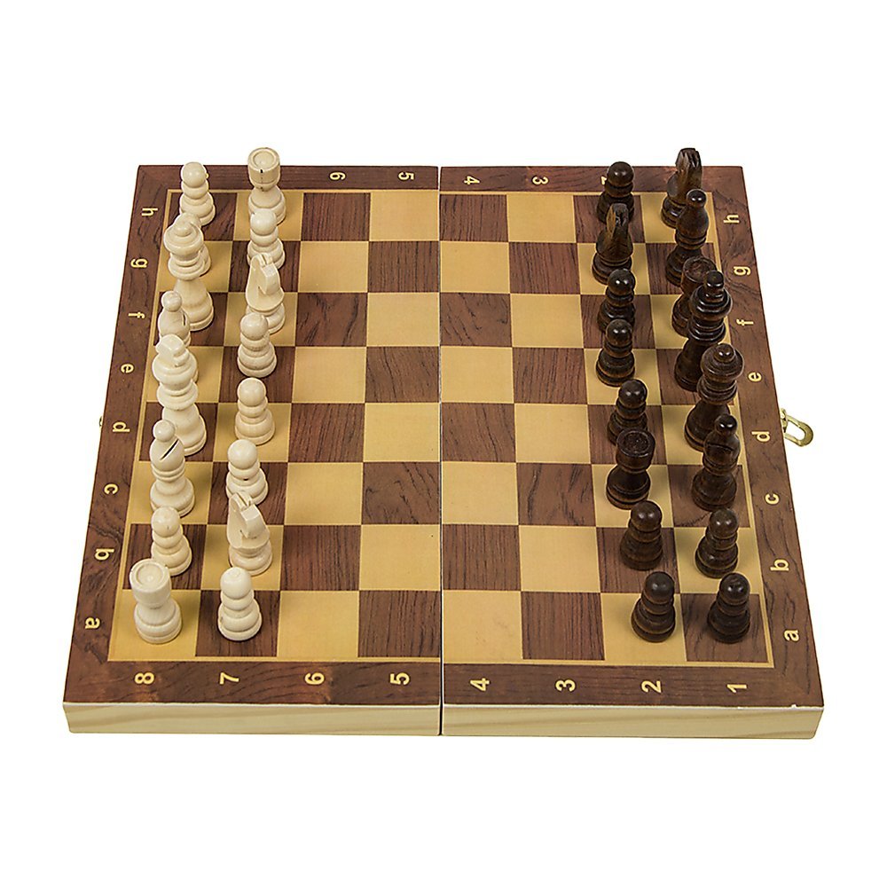 Chess Board Games Folding Large Chess Wooden Chessboard Set Wood Toy Gift - Little Kids Business