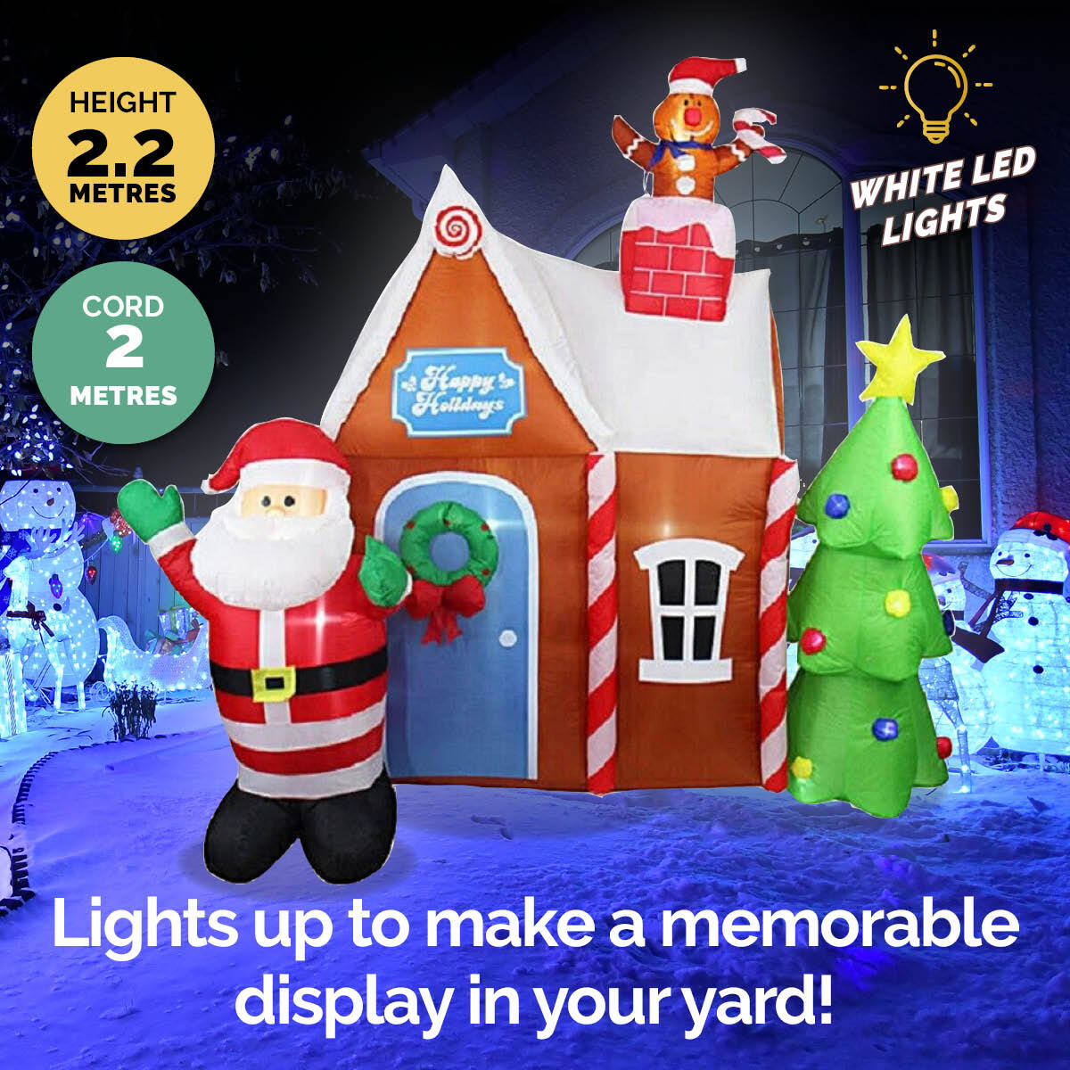 Christmas By Sas 1.8m Santa & Hot Air Balloon Self Inflating LED Lighting - Little Kids Business