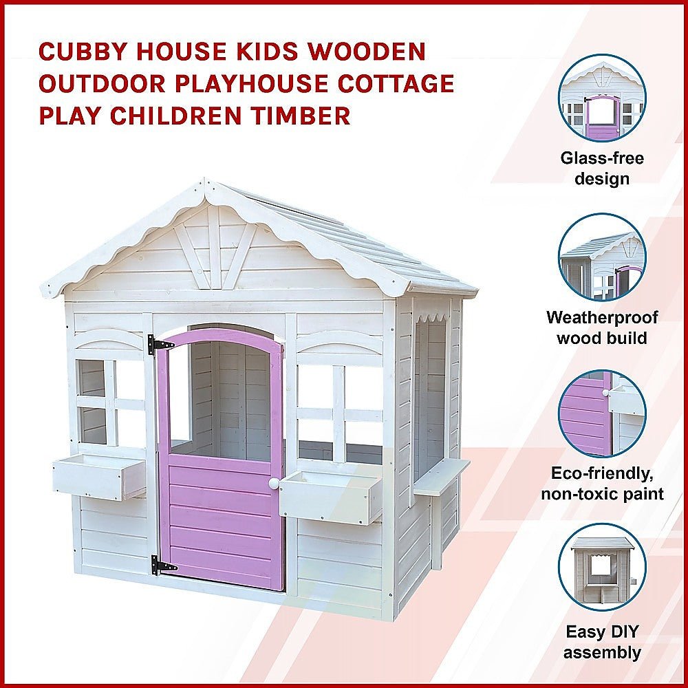 Cubby House Kids Wooden Outdoor Kids Playhouse - Little Kids Business