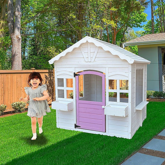 Cubby House Kids Wooden Outdoor Kids Playhouse - Little Kids Business