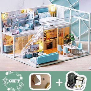 Dollhouse Miniature with Furniture Kit Plus Dust Proof and Music Movement - Poetic Life (1:24 Scale Creative Room Idea) - Little Kids Business