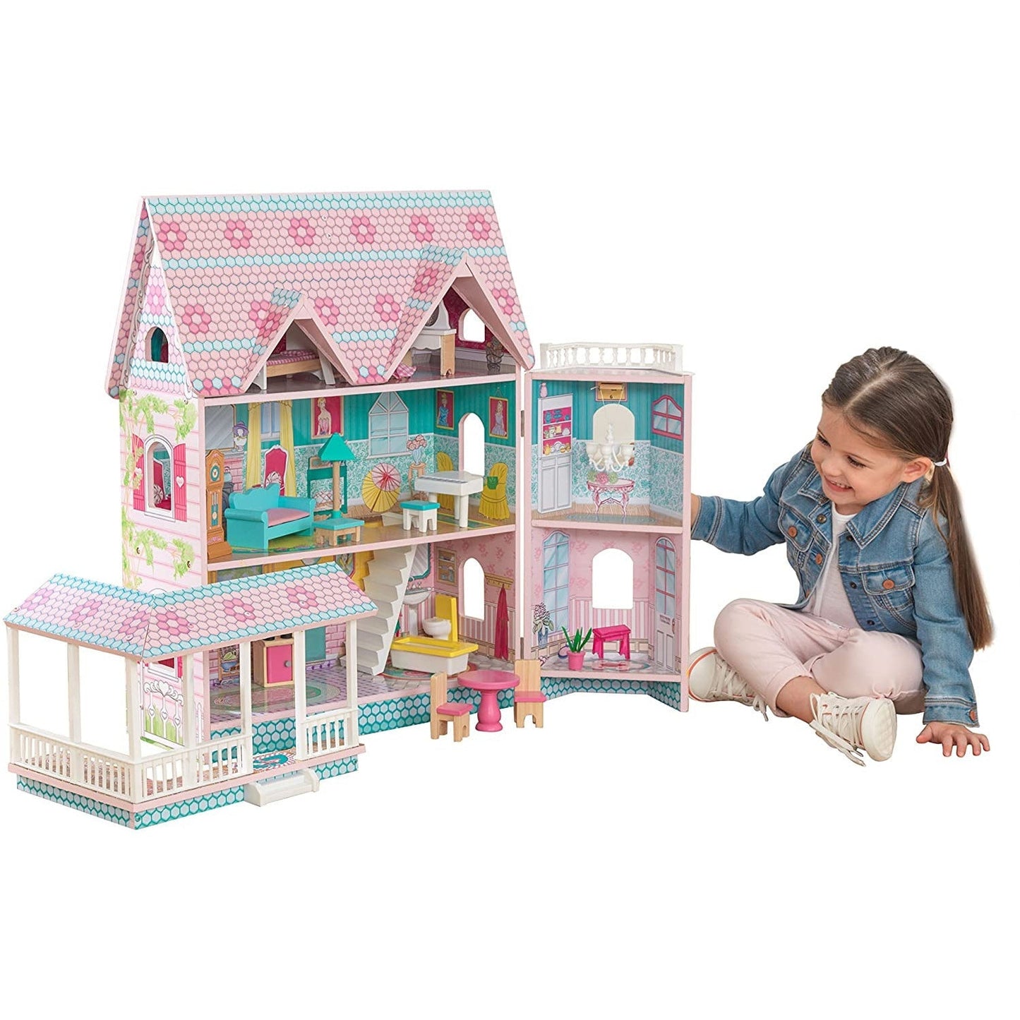 Dollhouse with Furniture for kids 71 x 60 x 33 cm (Model 4) - Little Kids Business