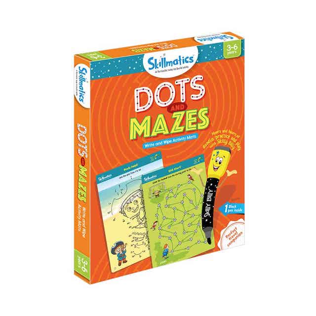 Dots and Mazes - Repeatable Write and Wipe Educational Activity Games For Kids With Free Pen - Little Kids Business