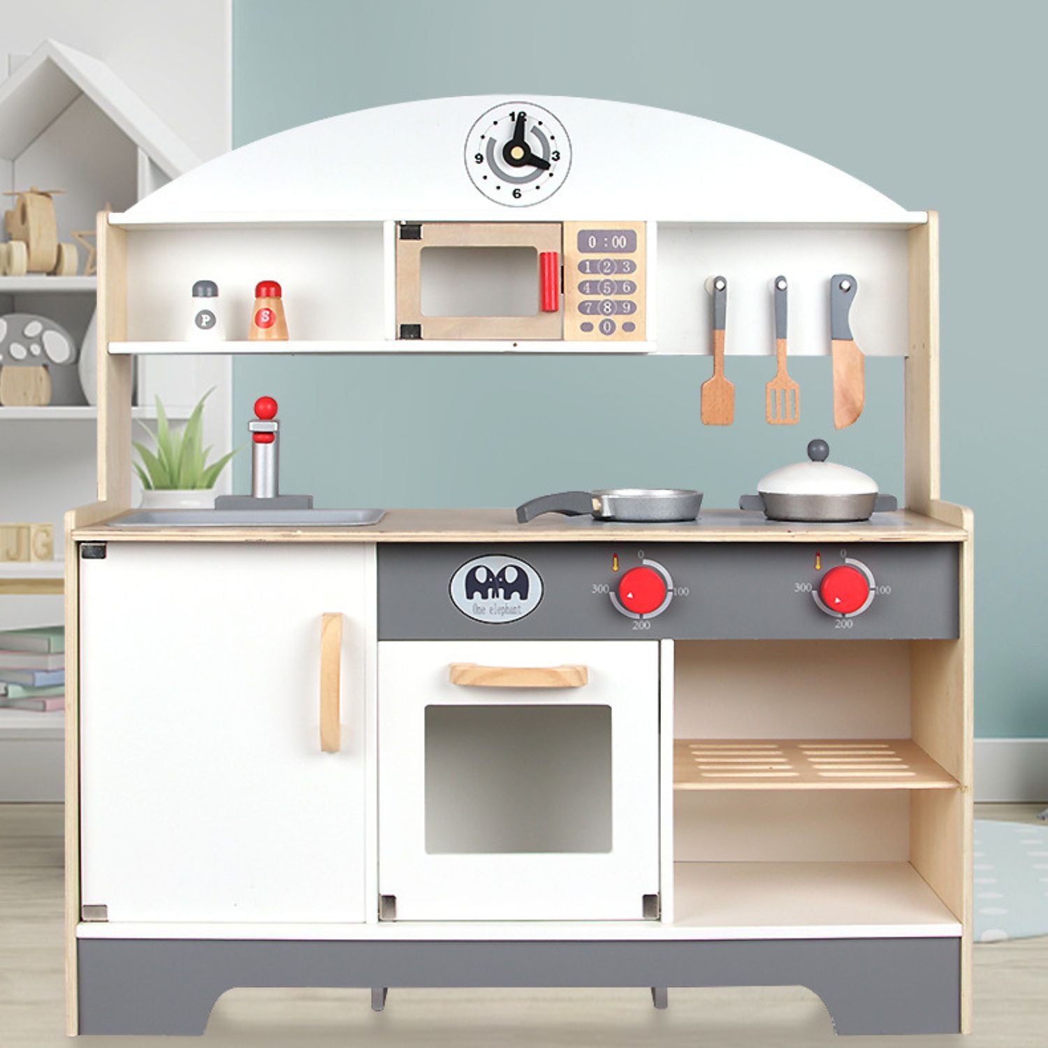 EKKIO Wooden Kitchen Playset for Kids (Minimalist) EK-KP-100-MS - Little Kids Business