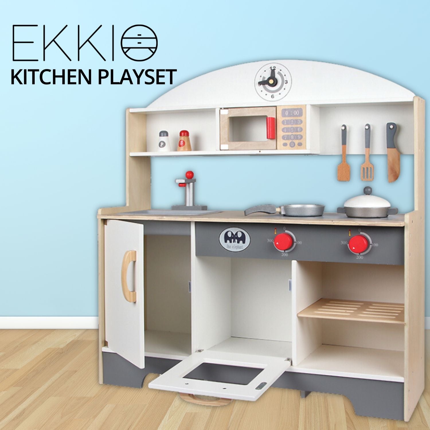 EKKIO Wooden Kitchen Playset for Kids (Minimalist) EK-KP-100-MS - Little Kids Business