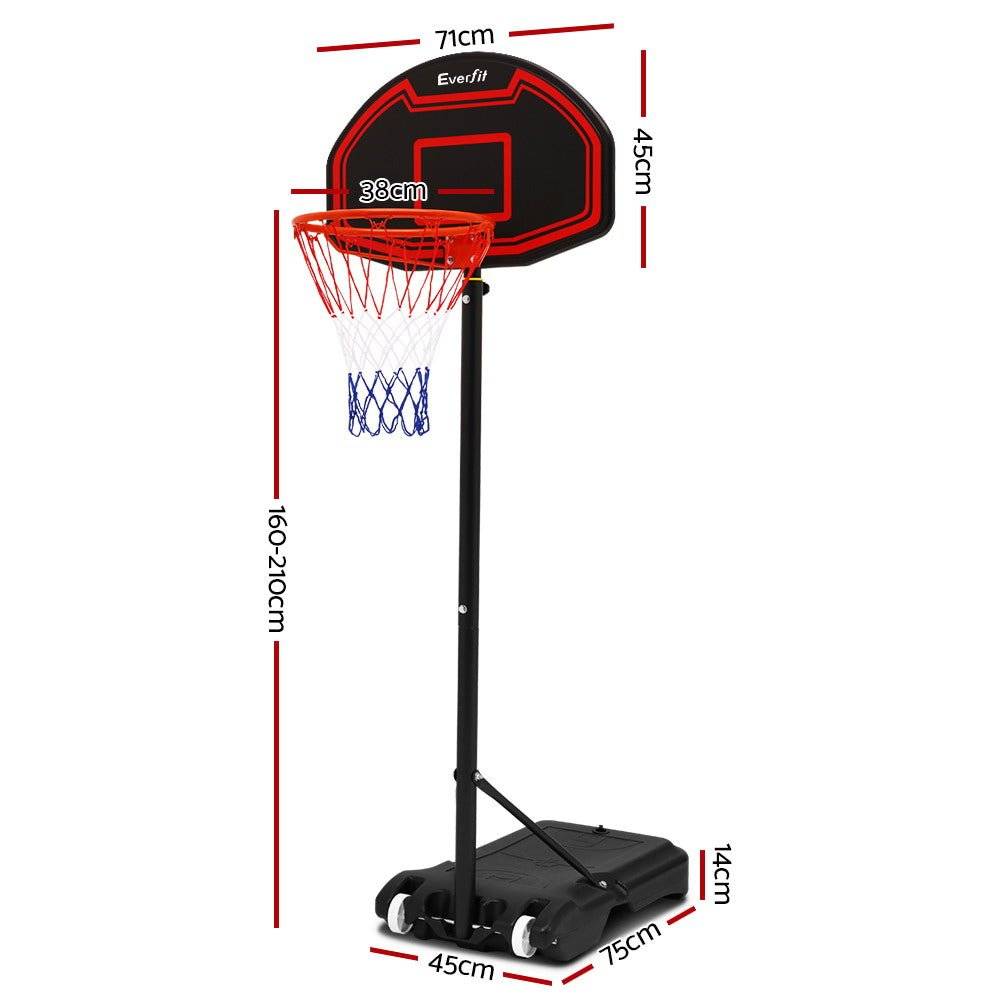 Everfit 2.1M Adjustable Portable Basketball Stand Hoop System Rim Black - Little Kids Business