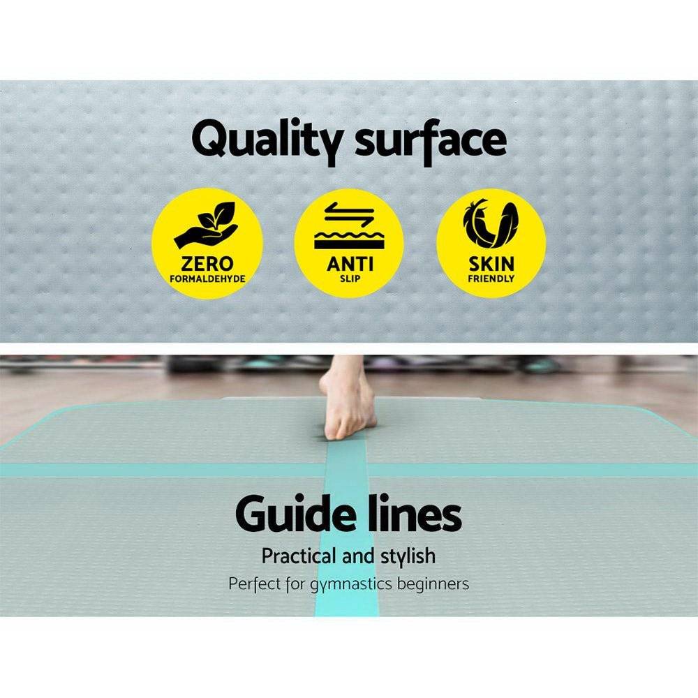 Everfit GoFun 4X1M Inflatable Air Track Mat Tumbling Floor Home Gymnastics Green - Little Kids Business