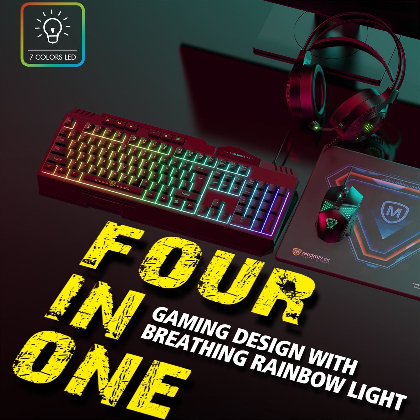 Gaming Mouse Keyboard Combo 4 In 1 Backlight Combination Breathing Rainbow LED - Little Kids Business