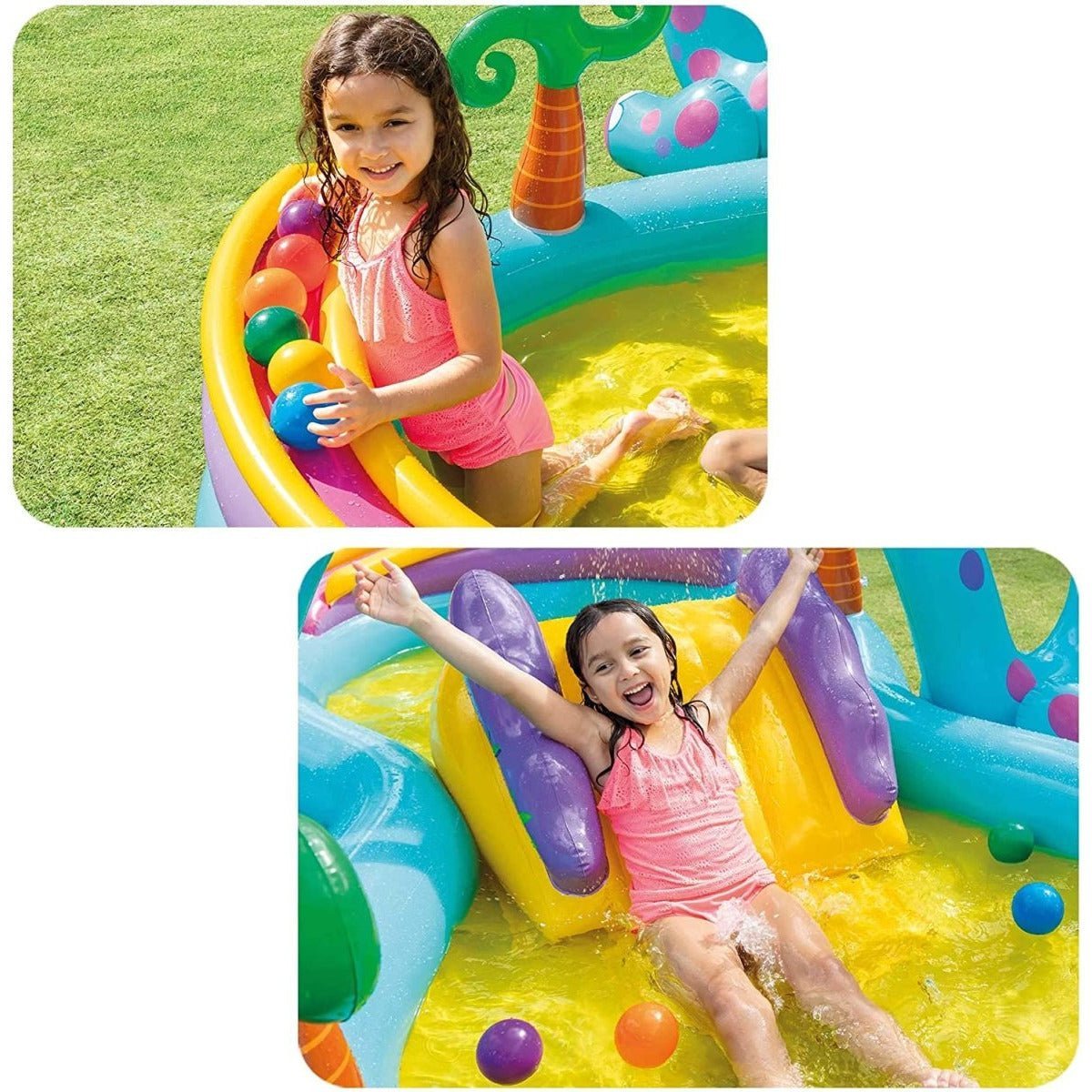 INTEX Dinoland Inflatable Play Centre Paddling Pool & Water Slide - Little Kids Business