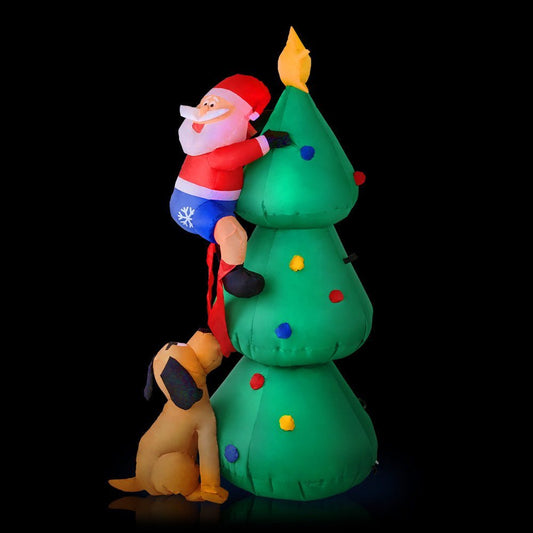 Jingle Jollys 1.8M Christmas Inflatable Santa on Tree Lights Xmas Decor Airblown - Little Kids Business