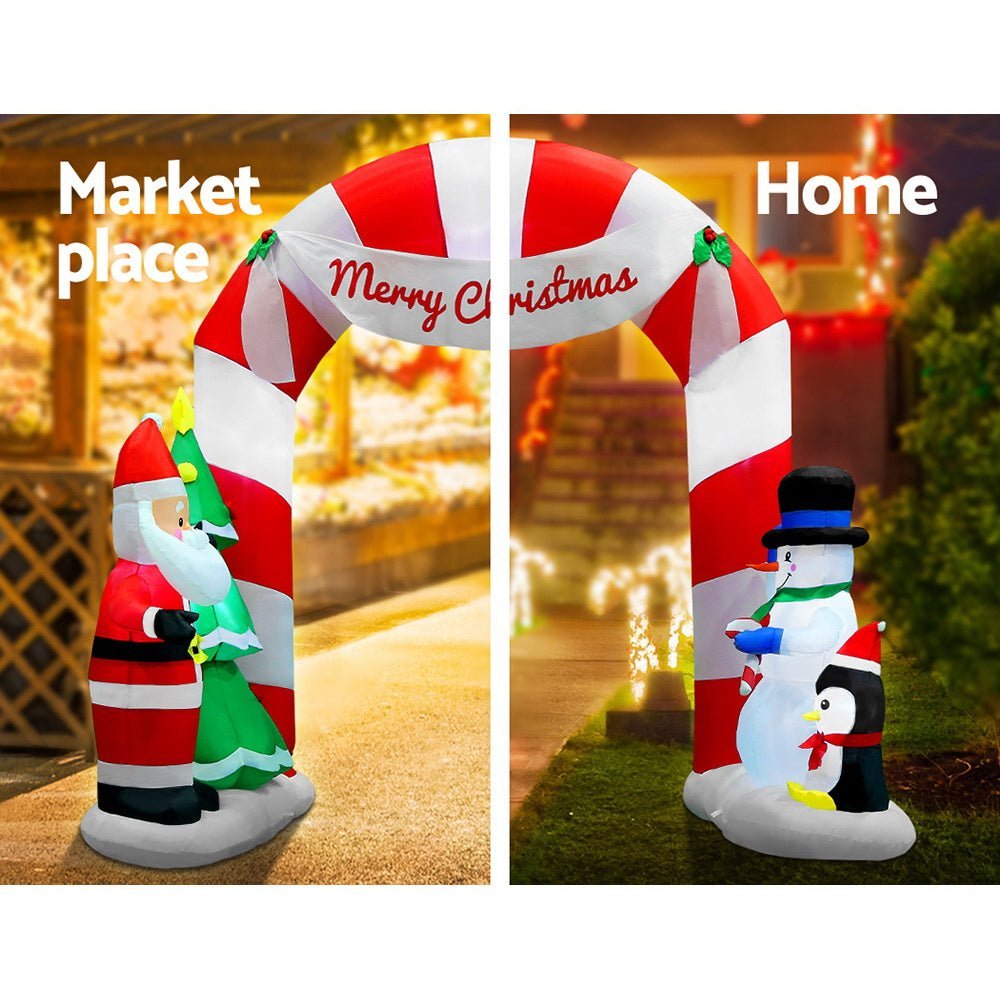 Jingle Jollys 3M Christmas Inflatable Archway with Santa Xmas Decor LED - Little Kids Business