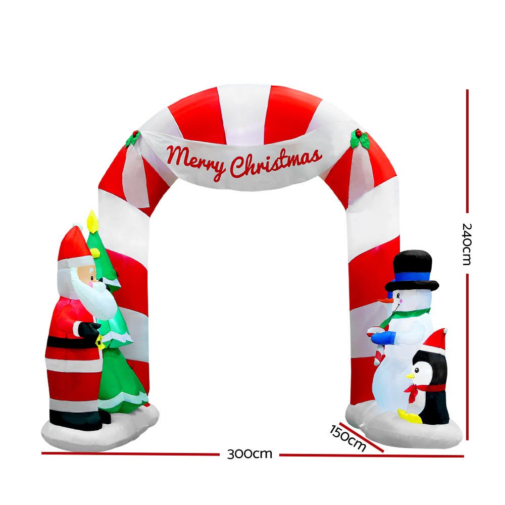 Jingle Jollys 3M Christmas Inflatable Archway with Santa Xmas Decor LED - Little Kids Business