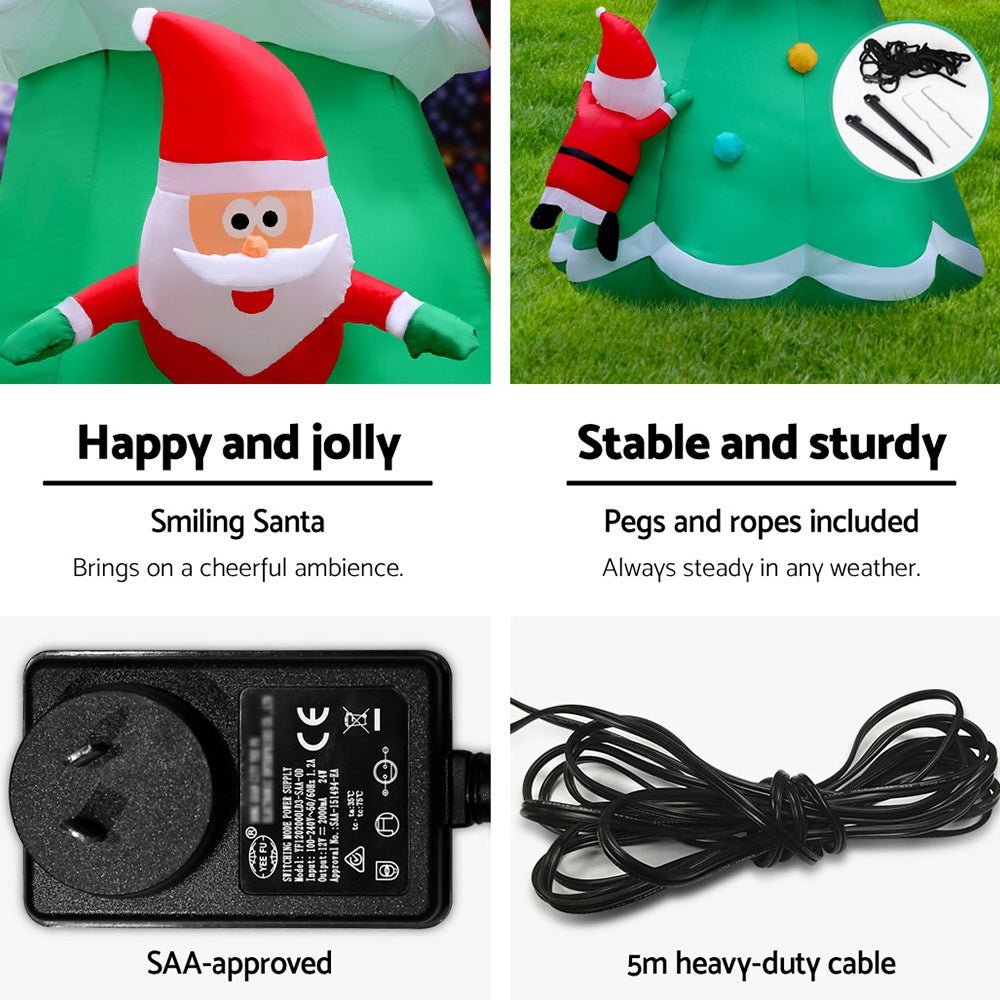 Jingle Jollys 5M Christmas Inflatable Santa on Christmas Tree Xmas Decor LED - Little Kids Business