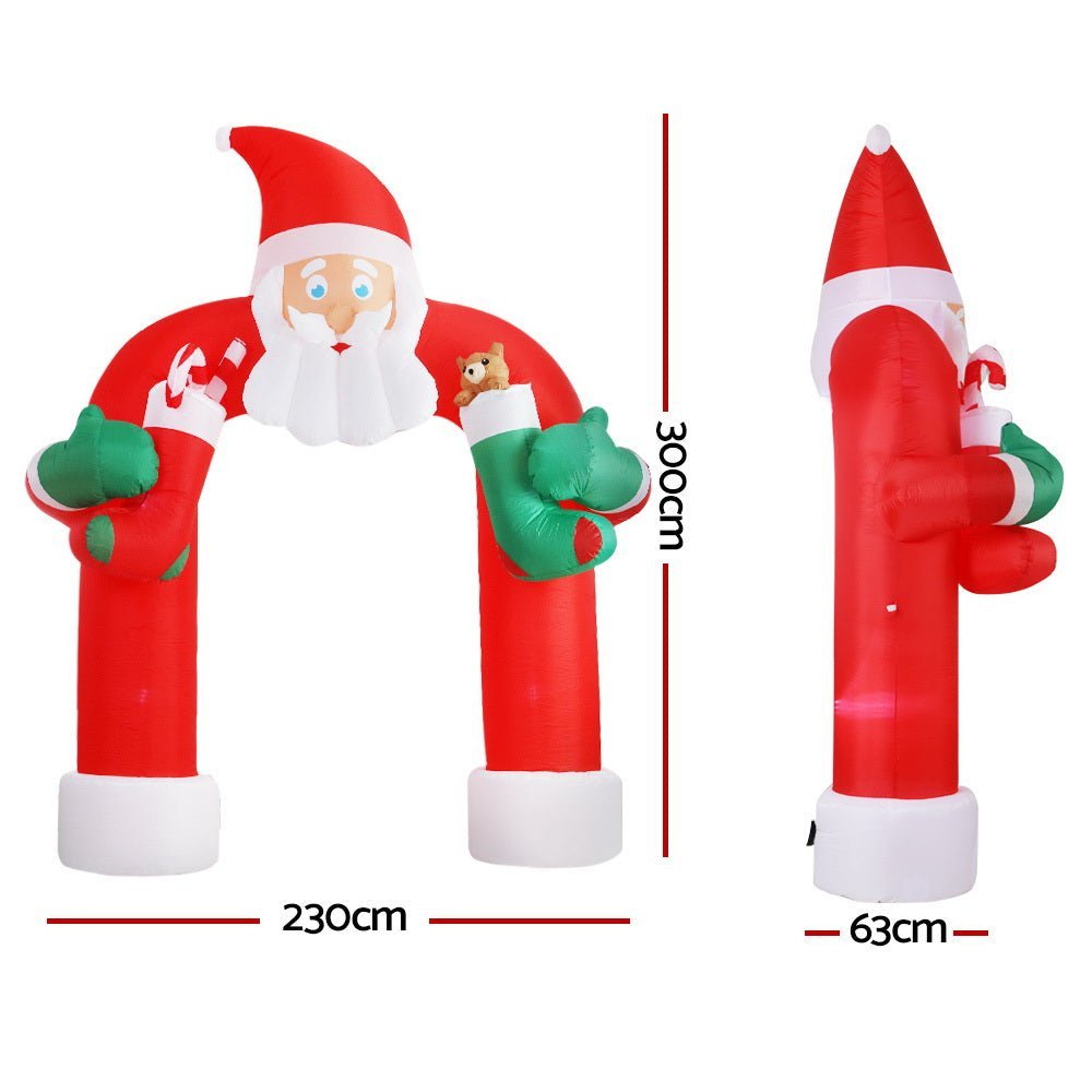 Jingle Jollys Christmas Inflatable Santa Archway 2.3M Outdoor Decorations Lights - Little Kids Business