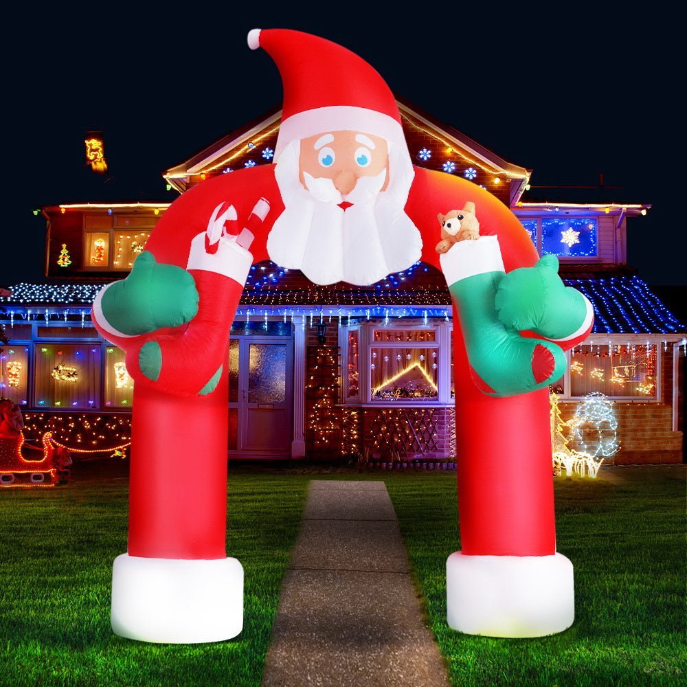 Jingle Jollys Christmas Inflatable Santa Archway 2.3M Outdoor Decorations Lights - Little Kids Business