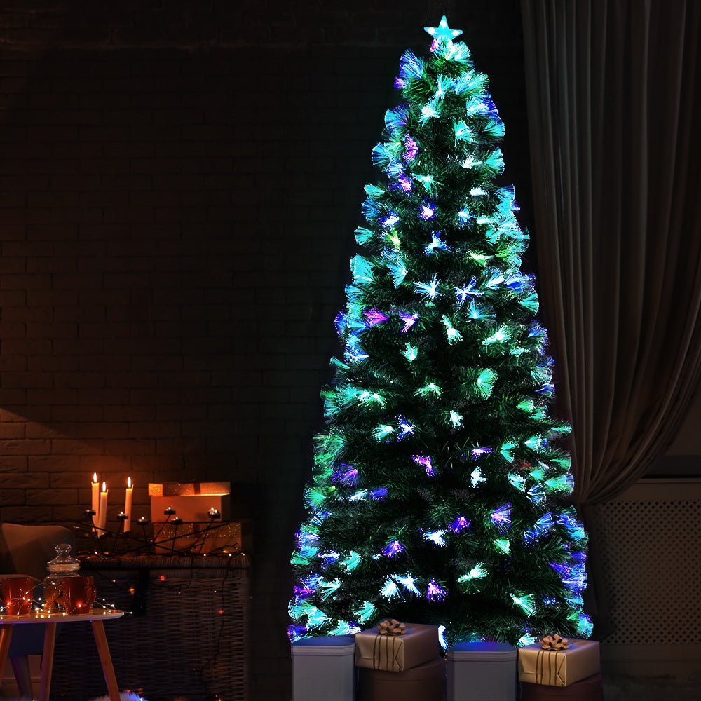 Jingle Jollys Christmas Tree 1.8M 6FT LED Xmas Multi Colour Lights Optic Fibre - Little Kids Business