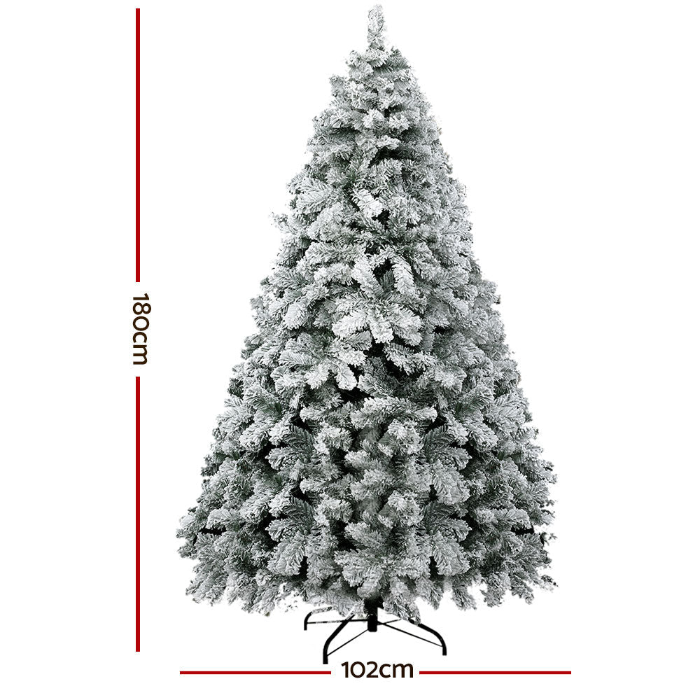 Jingle Jollys Christmas Tree 1.8M Xmas Trees Decorations Snowy 520 Tips - Little Kids Business