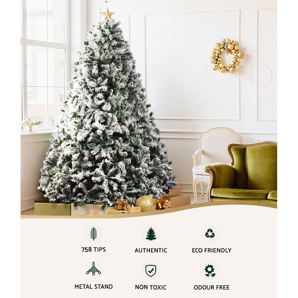 Jingle Jollys Christmas Tree 1.8M Xmas Trees Decorations Snowy 758 Tips - Little Kids Business