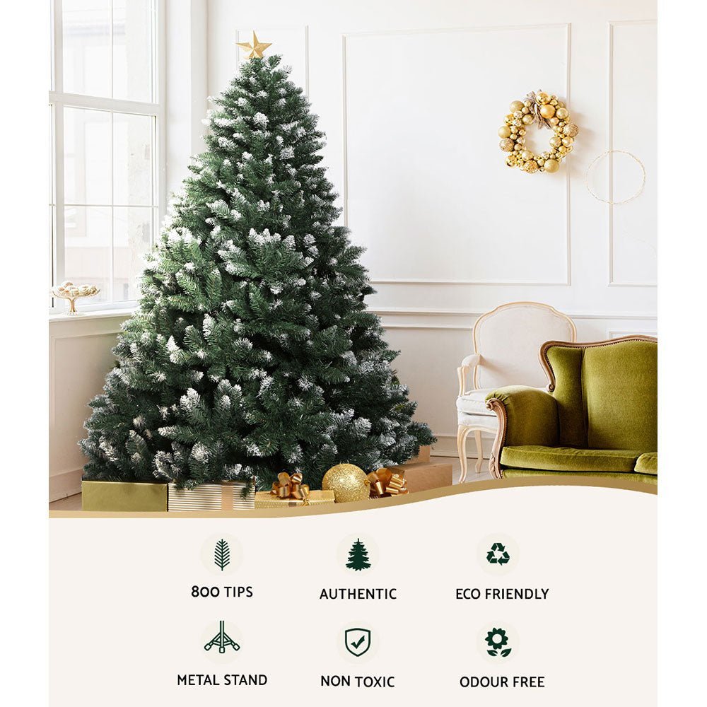 Jingle Jollys Christmas Tree 1.8M Xmas Trees Decorations Snowy Green 800 Tips - Little Kids Business