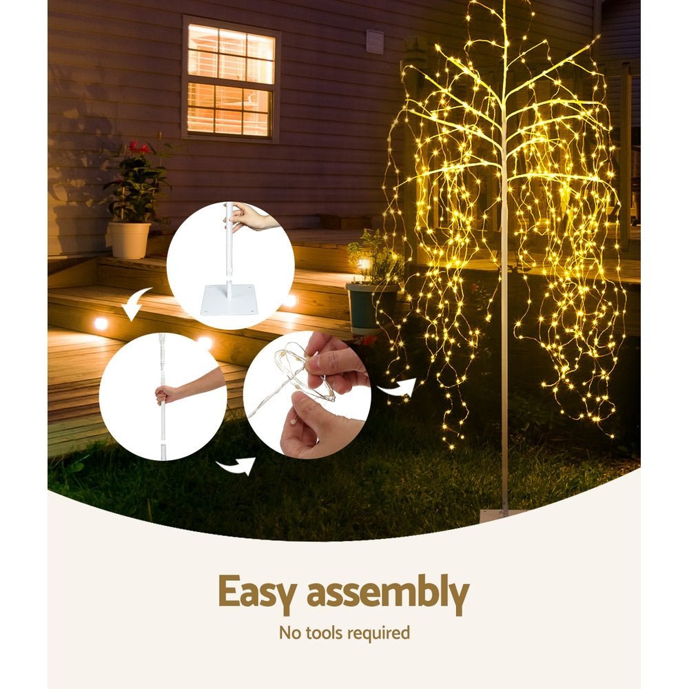 Jingle Jollys Christmas Tree 2.1M 600 LED Trees With Lights Warm White - Little Kids Business