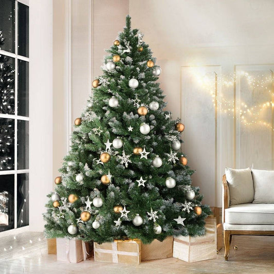 Jingle Jollys Christmas Tree 2.1M Xmas Trees Decorations Snowy Green 1000 Tips - Little Kids Business