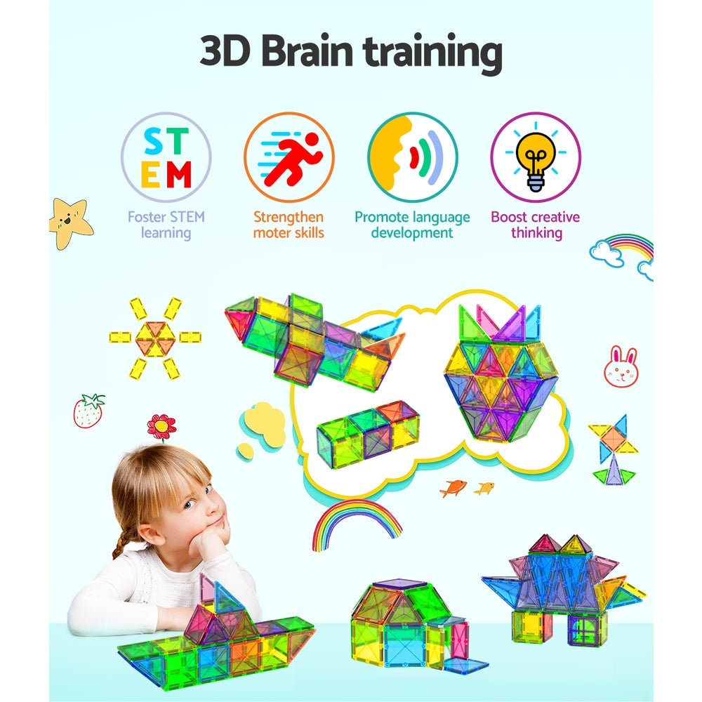 Keezi 120pcs Kids Magnetic Tiles Blocks Building Educational Toys Children Gift - Little Kids Business