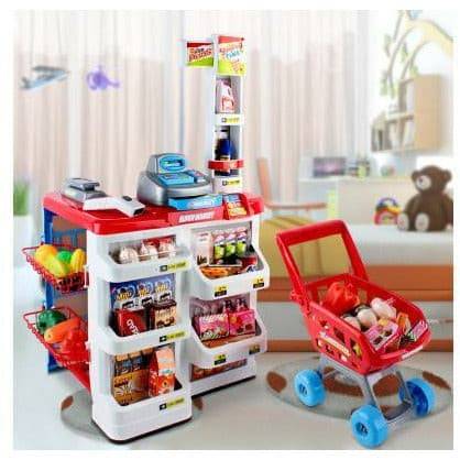 Keezi 24 Piece Kids Super Market Toy Set - Red & White - Little Kids Business