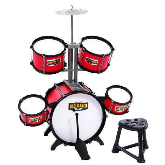Keezi Kids 7 Drum Set Junior Drums Kit Musical Play Toys Childrens Mini Big Band - Little Kids Business
