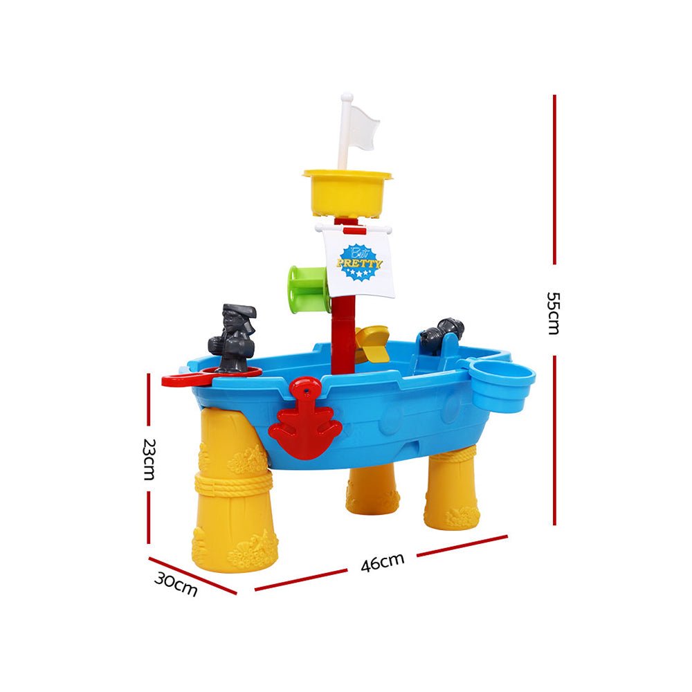 Keezi Kids Beach Sand and Water Toys Outdoor Table Pirate Ship Childrens Sandpit - Little Kids Business